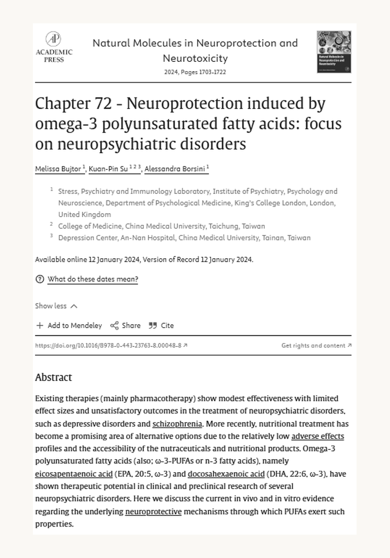 Neuroprotection induced by omega-3 polyunsaturated fatty acids: focus on neuropsychiatric disorders